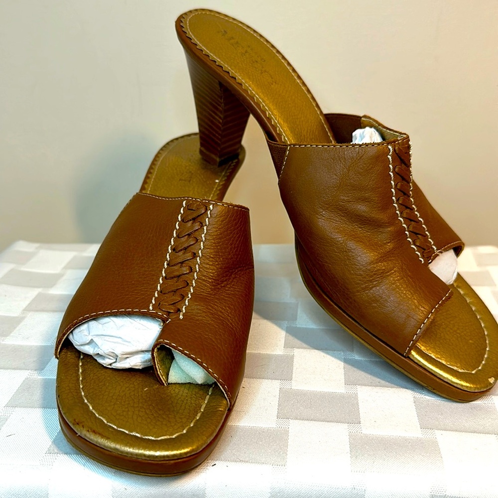 Sesto Meucci Sandal open toe Brown Leather Size 9 Narrow